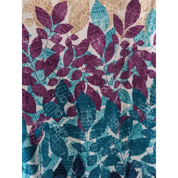 Alfred Dunner Shirt Womens Size Small Blue Teal Purple Leaf Print 3/4 Sleeve Top - Picture 6 of 15
